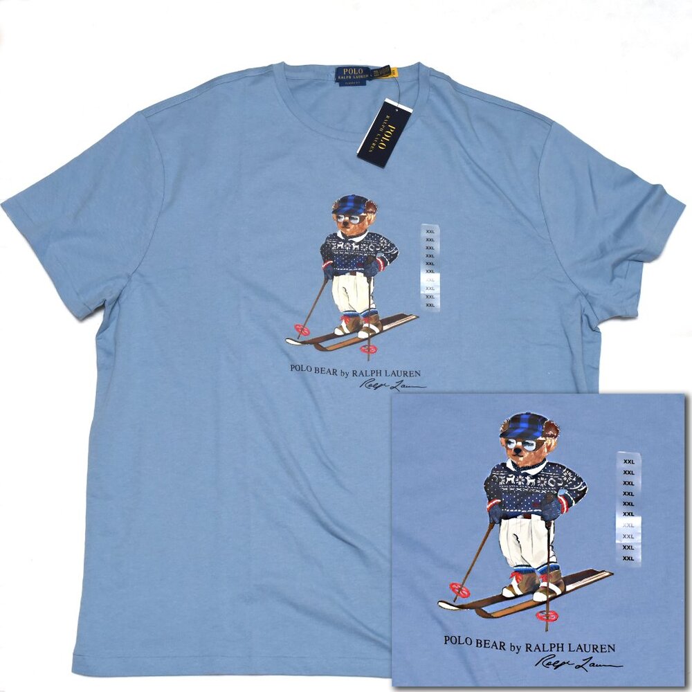 NWT Polo Ralph Lauren Blue SKIING SKI BEAR Classic Fit Short Sleeve T Shirt XXL